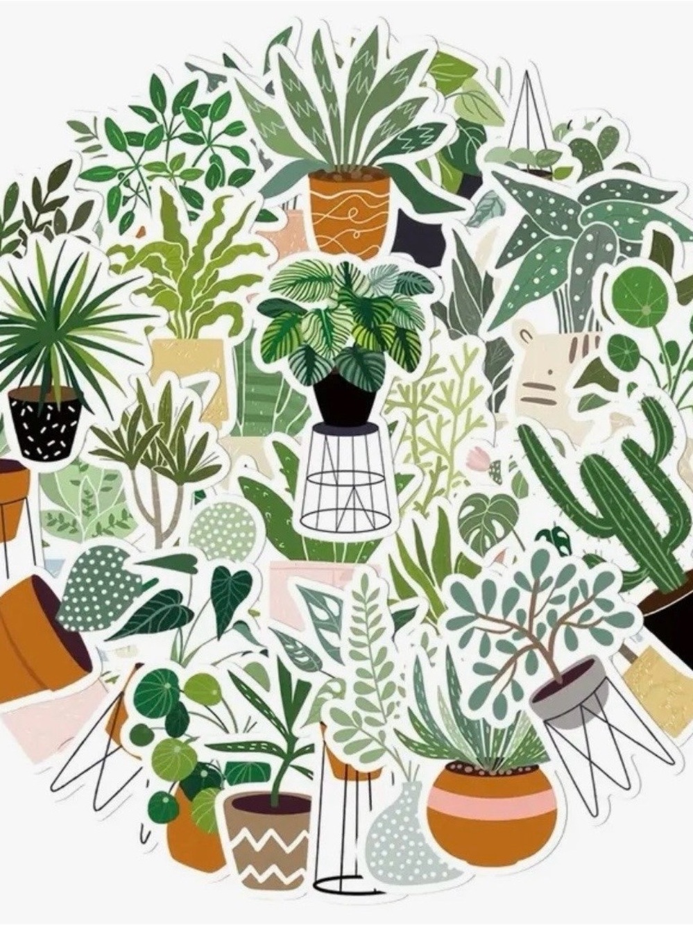 44 Potted Green Plants Stickers Cactus Succulents - Picture 8 of 10